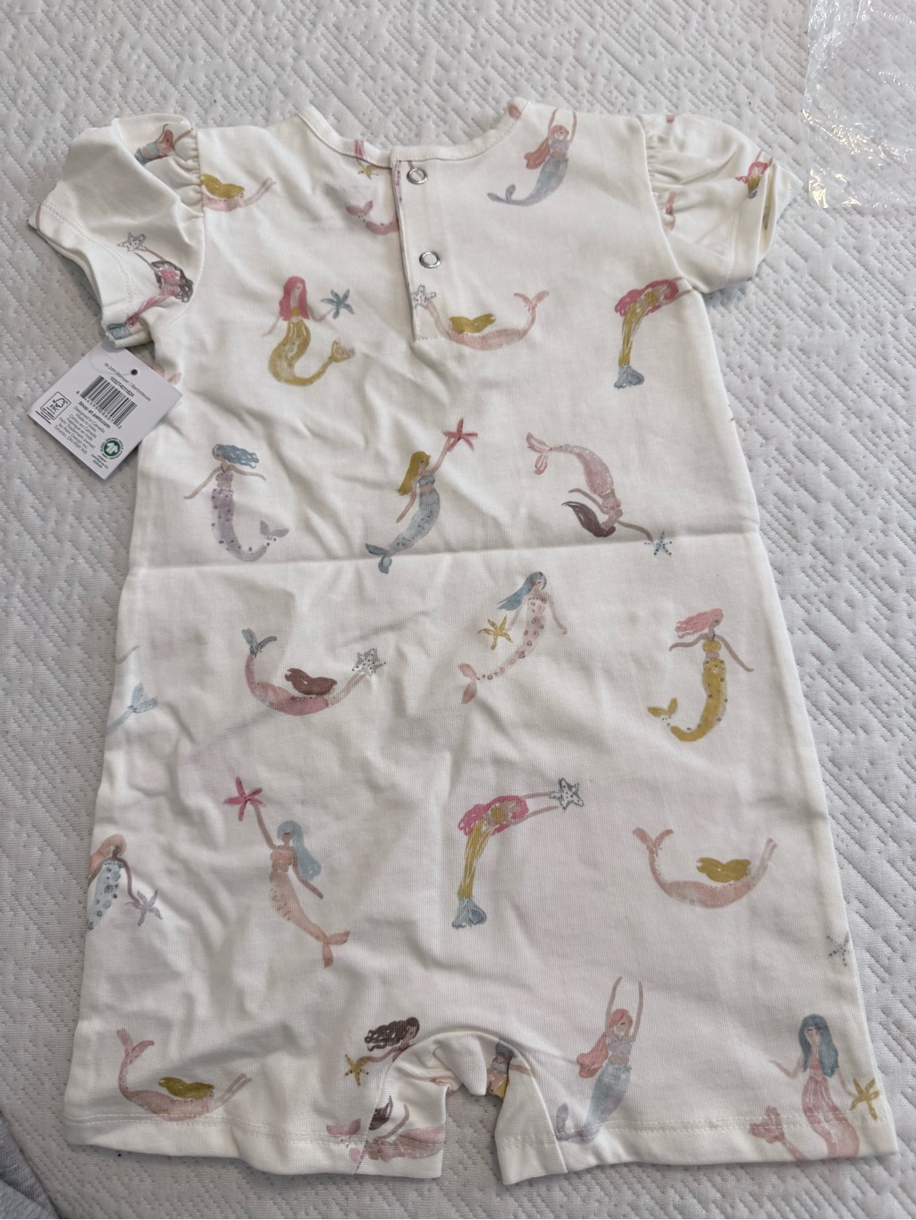 Cream Mermaid Print Kids One-Piece Romper Pehr Nwt 18-24m — image 2 of 2